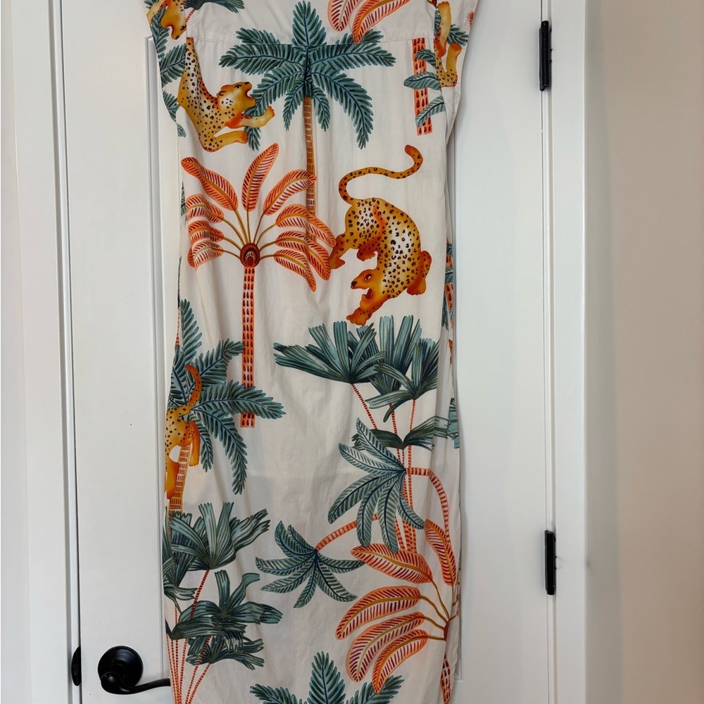 Anthropologie Maeve Lillian Cap-sleeve Jungle Leopard Midi Shirt Dress - Picture 4 of 10